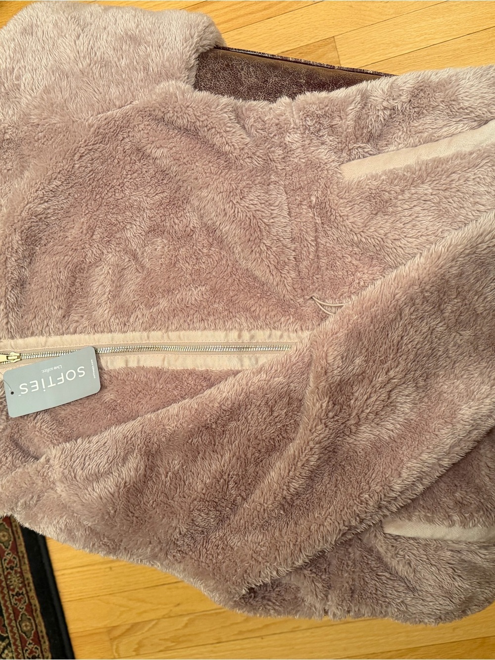 SofTies Women's Plush Teddy Jacket in Dusty Rose